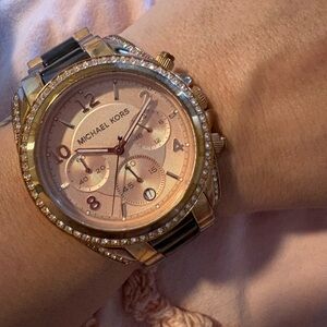 Michael Kors Rose Gold and Black Women's Watch